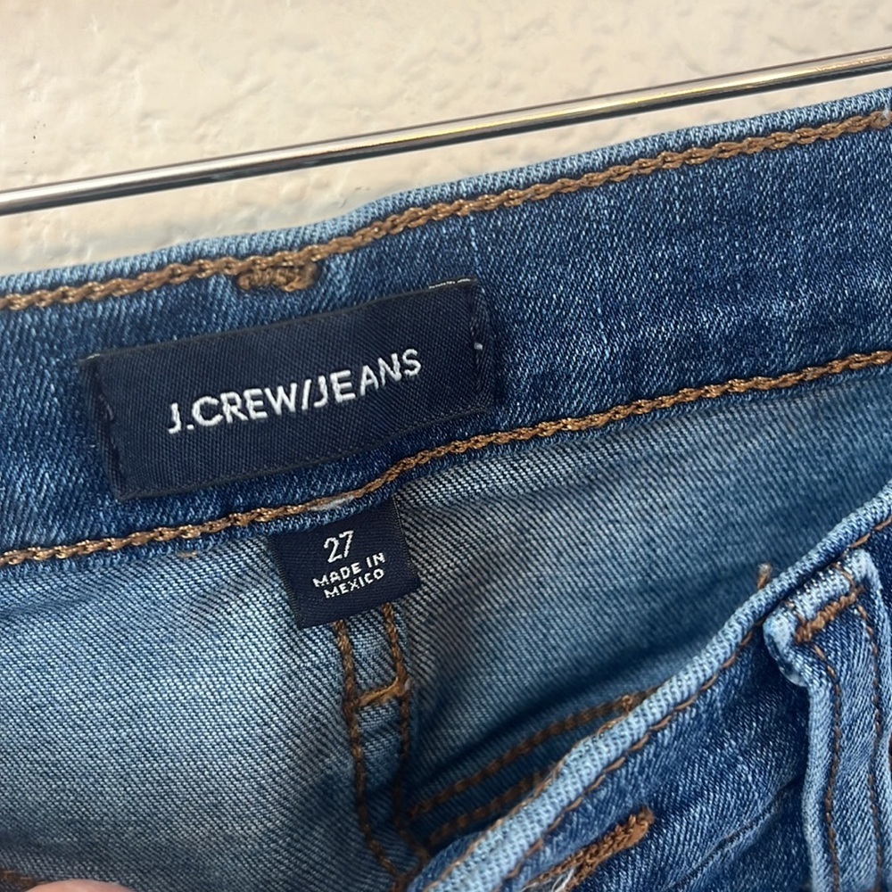 J Crew Denim Jean Pants 9 Inch High Rise Toothpick Distressed Blue size 27 - Picture 6 of 10